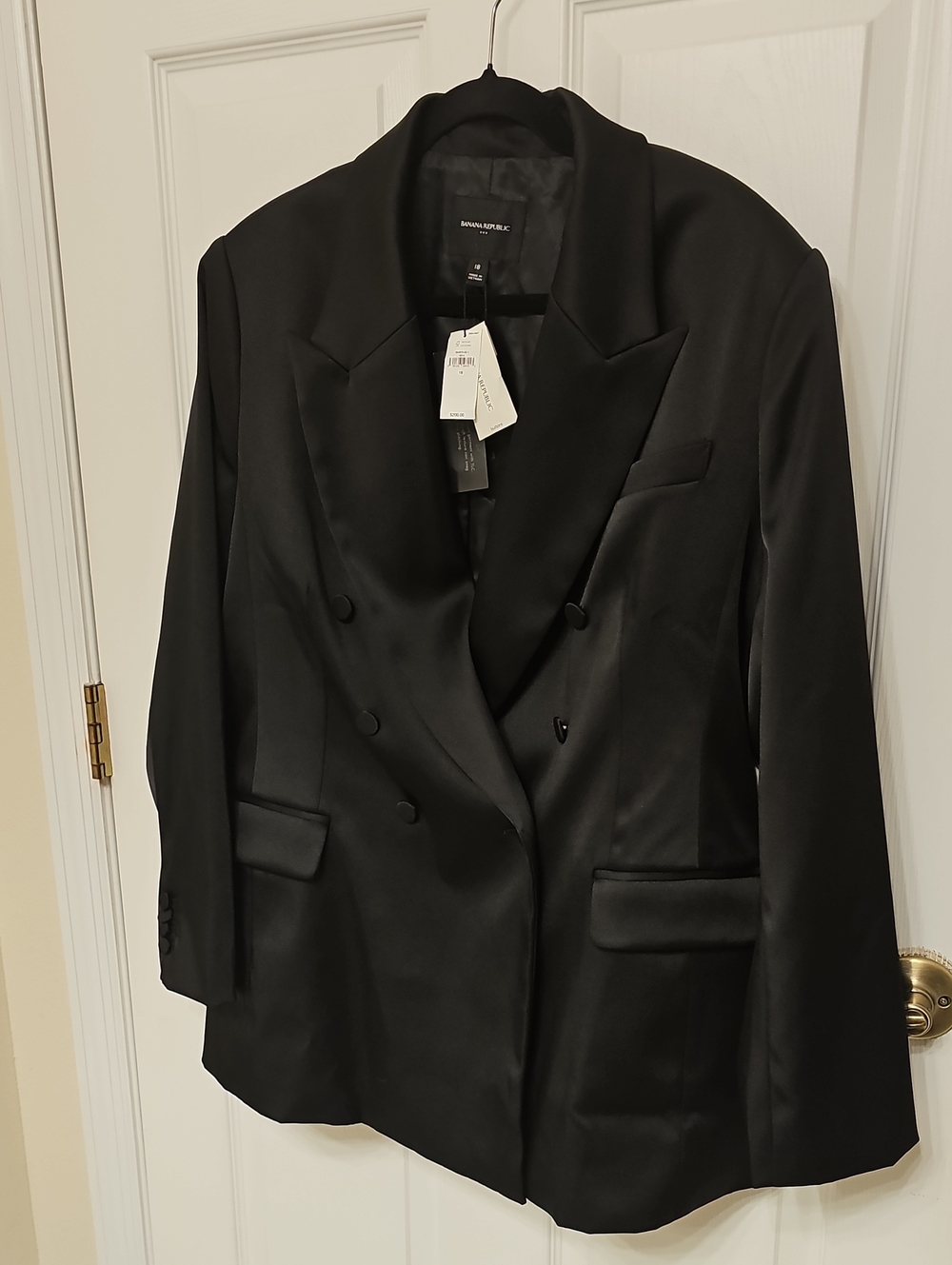 Banana Republic Classic Black Satin Double-Breasted Blazer Fall 2024